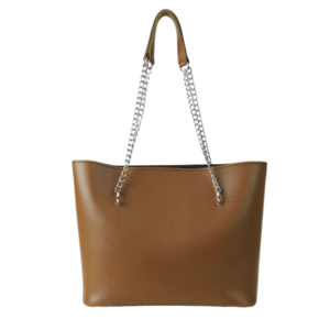 Bagelica Elegant Tan Tote Bag with Chain Strap