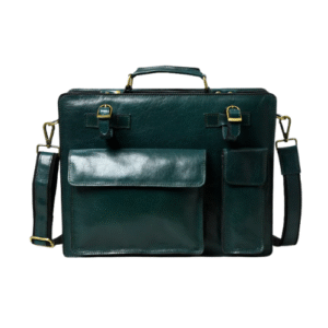 Bagelica Men's Green Leather Laptop Briefcase