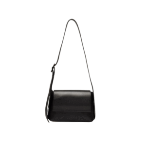 Bagelica Minimalist Black Faux Leather Shoulder Bag