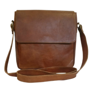 Bagelica Men's Brown Leather Vertical Shoulder Bag