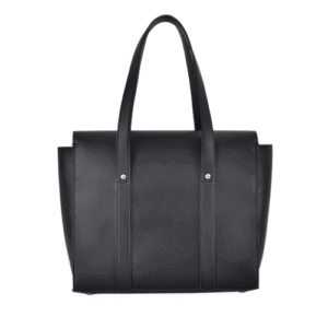 Bagelica Structured Black Faux Leather Tote Bag