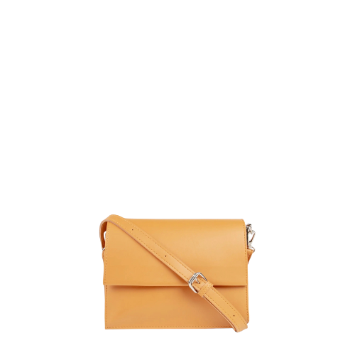 Bagelica Mustard Yellow Faux Leather Crossbody Clutch