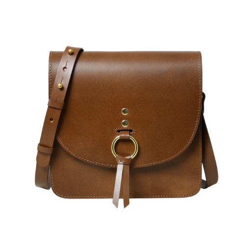 Bagelica Chestnut Brown Leather Crossbody Bag