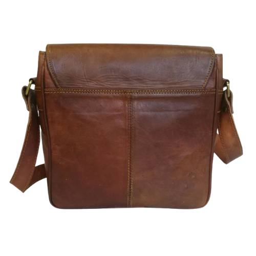 Bagelica Men's Brown Leather Vertical Shoulder Bag - Image 2