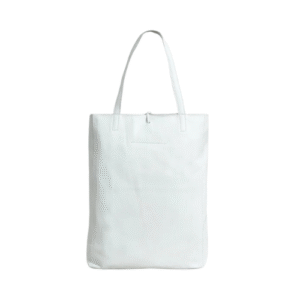 Bagelica Minimalist White Leather Tote Bag