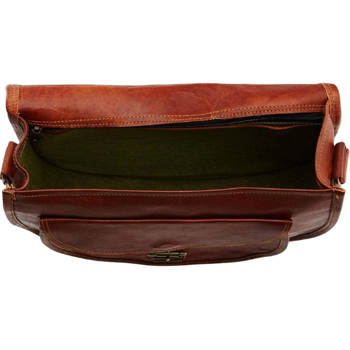 Bagelica Classic Brown Leather Crossbody Satchel - Image 3