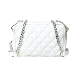Bagelica Elegant White Quilted Chain Sling Bag – Luxe Mini Shoulder Purse