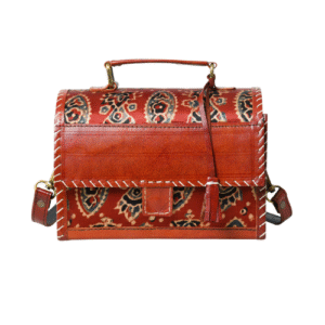 Bagelica Heritage Red Ajrak Leather Satchel