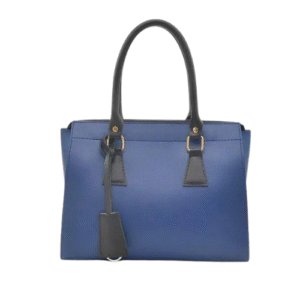 Bagelica Elegant Blue & Black Faux Leather Handbag with Dual Top Handles
