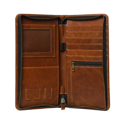 Bagelica Men's Tan Leather Travel Wallet - Image 2